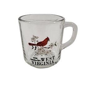 Vintage Anchor Hocking Cardinal West Virgina Glass Mug Made In USA